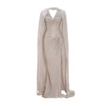 Marmar Halim Pleated Silk Capelet Gown Gowns