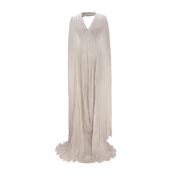 Marmar Halim Pleated Silk Capelet Gown Gowns