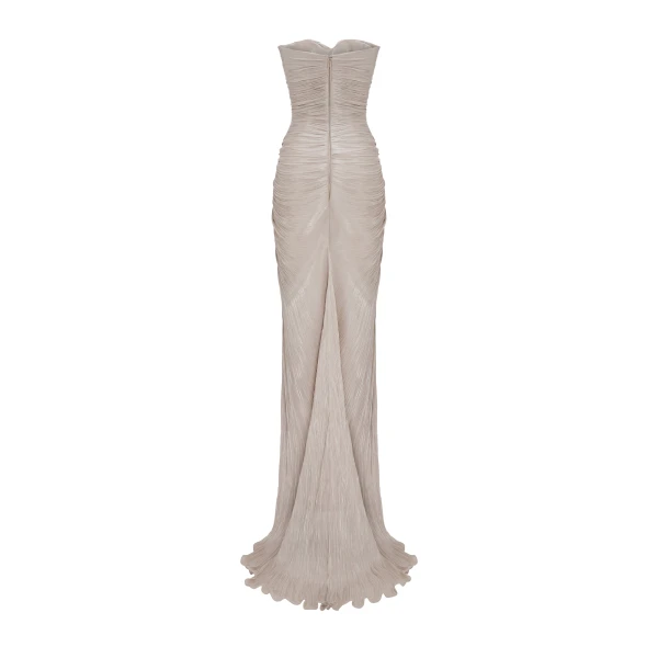 Marmar Halim Pleated Silk Capelet Gown Gowns