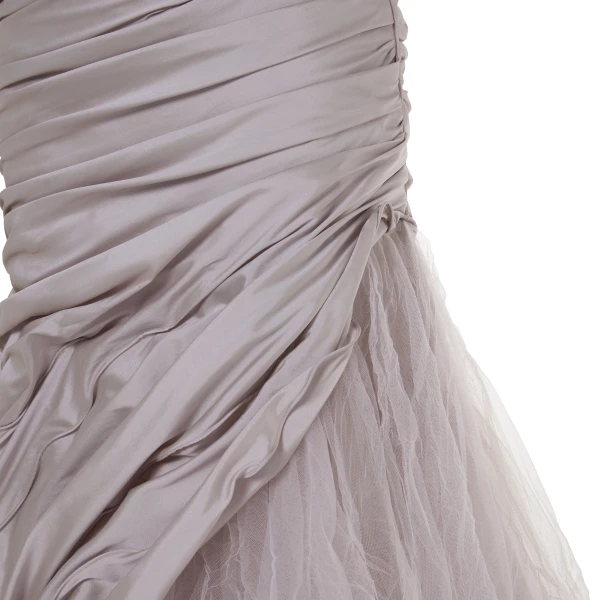 Marmar Halim Selena - One-Shoulder Pleated Taffeta Fishtail Gown With Tulle Skirt Gowns