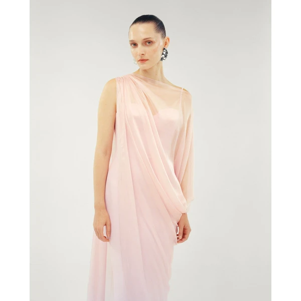 Marmar Halim Silk Chiffon Cape Dresses