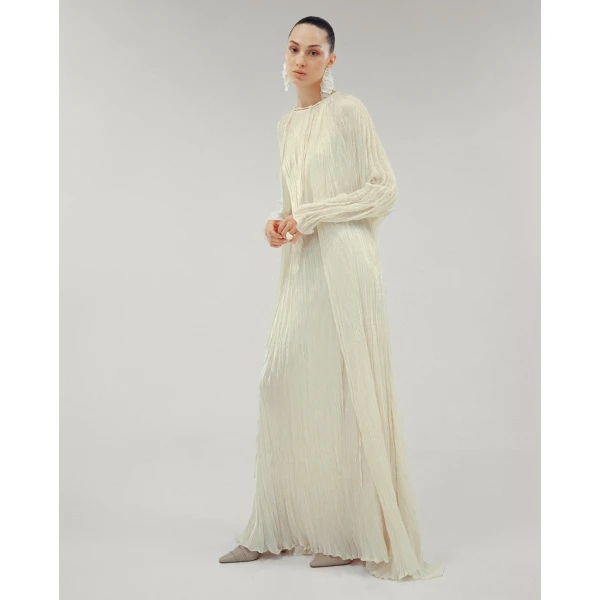 Marmar Halim Silk Roseya Hand Pleated Kaftan Dresses