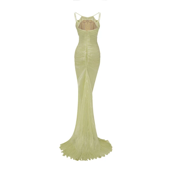 Marmar Halim Silk Roseya Pleated Dress With Detailed Slit Dresses