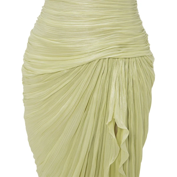 Marmar Halim Silk Roseya Pleated Dress With Detailed Slit Dresses