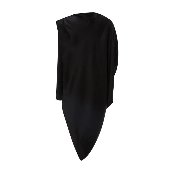 Marmar Halim Silk Satin Asymmetrical Top With One Shoulder Pad Top