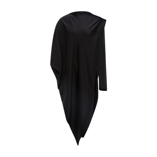 Marmar Halim Silk Satin Asymmetrical Top With One Shoulder Pad Top