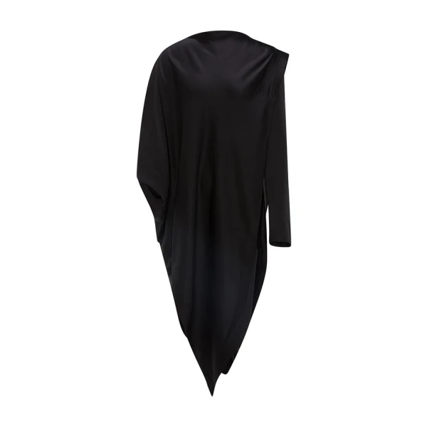 Marmar Halim Silk Satin Asymmetrical Top With One Shoulder Pad Top