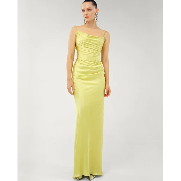 Marmar Halim Silk Satin Draped Dress With Detailed Back Dresses