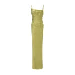 Marmar Halim Silk Satin Draped Dress With Detailed Back Dresses