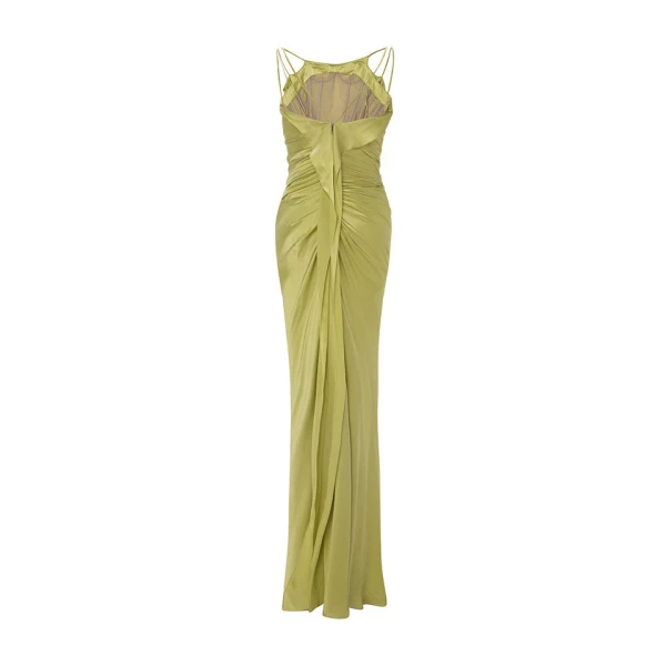 Marmar Halim Silk Satin Draped Dress With Detailed Back Dresses