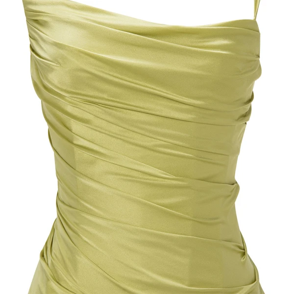 Marmar Halim Silk Satin Draped Dress With Detailed Back Dresses