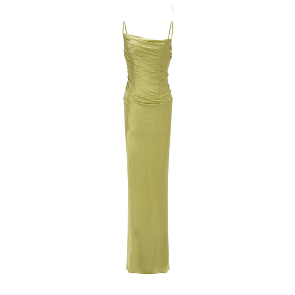 Marmar Halim Silk Satin Draped Dress With Detailed Back Dresses