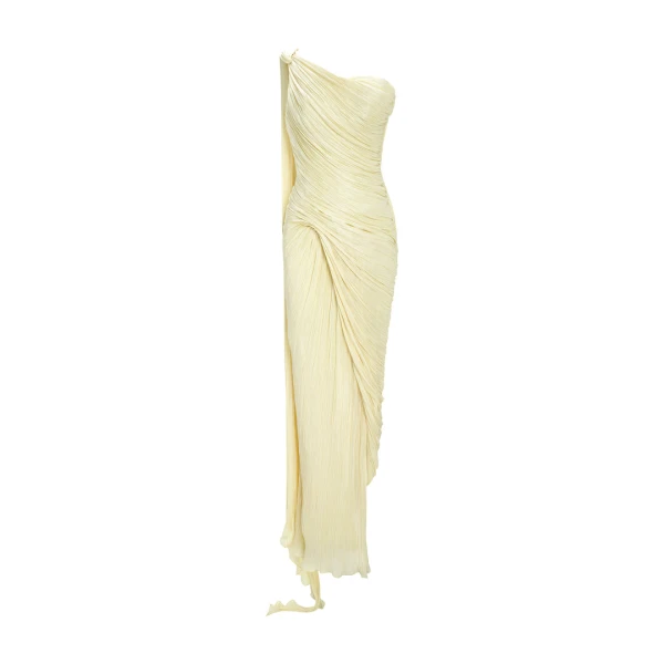 Marmar Halim Single-Shoulder Sash Silk Gown Gowns