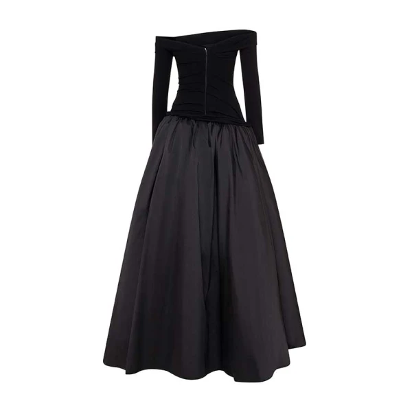 Marmar Halim Sleeved Off-Shoulder Crepe And Taffeta Gown Gowns