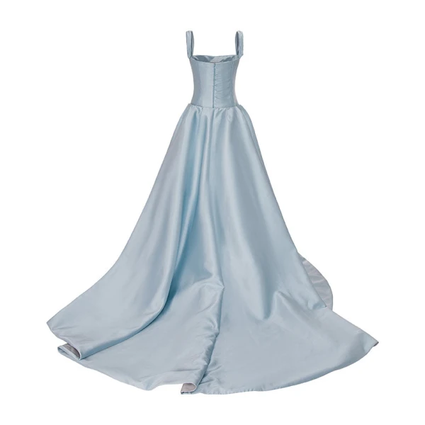 Marmar Halim Straped Sleeve Mikado Gown With Detachable Tail Gowns