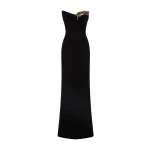Marmar Halim Strapless Crepe Dress With Gold Embroidered On Bust Dresses