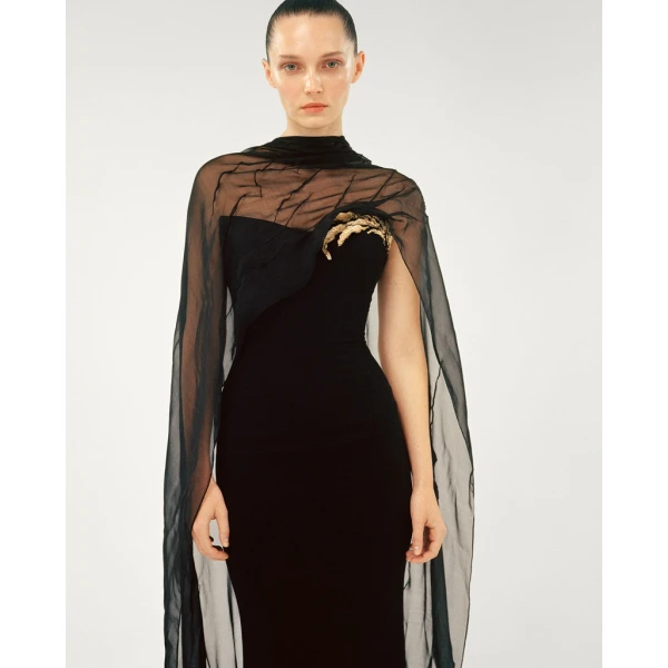 Marmar Halim Strapless Crepe Dress With Gold Embroidered On Bust Dresses