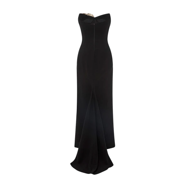 Marmar Halim Strapless Crepe Dress With Gold Embroidered On Bust Dresses