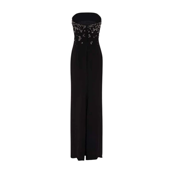 Marmar Halim Strapless Crepe Gown With Front Embroidery Gowns