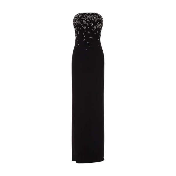 Marmar Halim Strapless Crepe Gown With Front Embroidery Gowns