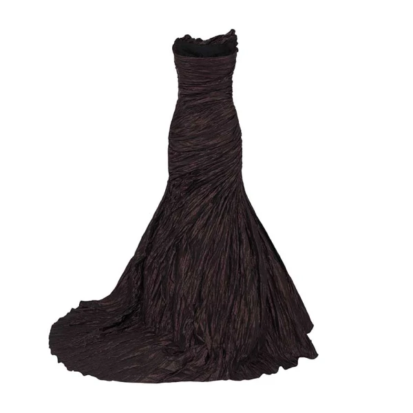 Marmar Halim Strapless Crush Taffeta Gown With Draped Tail Gowns