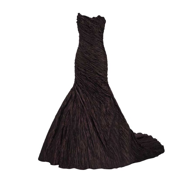 Marmar Halim Strapless Crush Taffeta Gown With Draped Tail Gowns