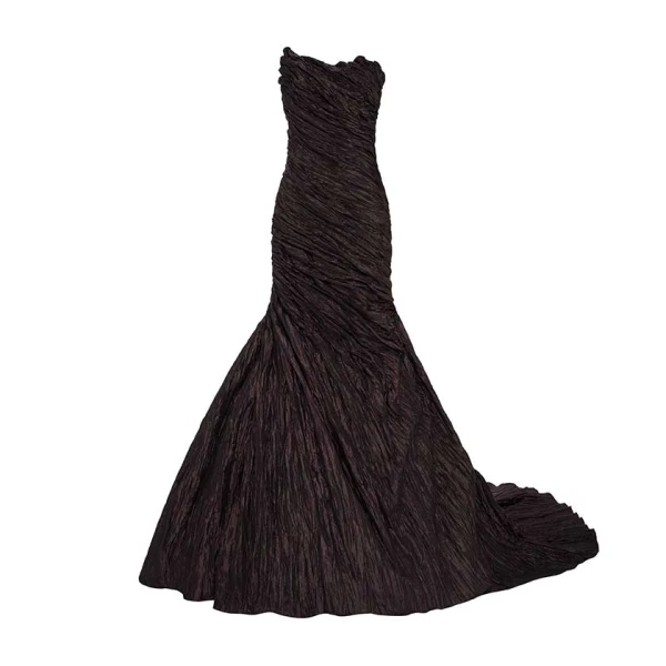 Marmar Halim Strapless Crush Taffeta Gown With Draped Tail Gowns