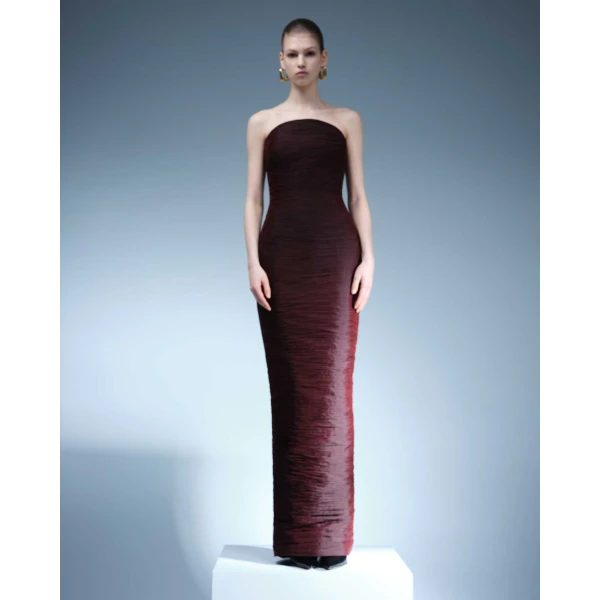 Marmar Halim Strapless Pleated Straight Gown Gowns