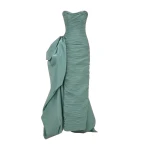 Marmar Halim Strapless Pleated Taffeta Dress With Draped Over Skirt Dresses