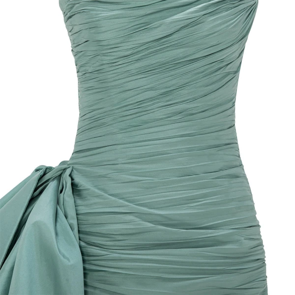 Marmar Halim Strapless Pleated Taffeta Dress With Draped Over Skirt Dresses