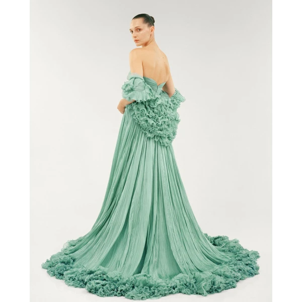 Marmar Halim Strapless Silk Chiffon With Embroidered Detail Bust Dress Dresses