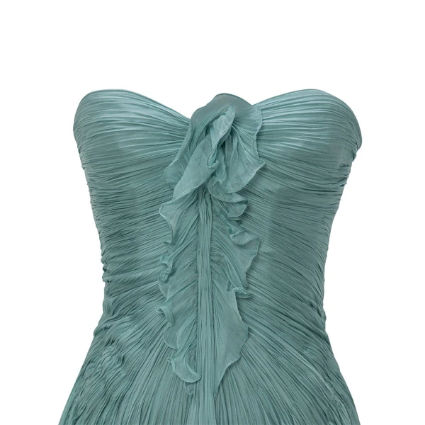 Marmar Halim Strapless Silk Chiffon With Embroidered Detail Bust Dress Dresses