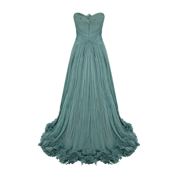 Marmar Halim Strapless Silk Chiffon With Embroidered Detail Bust Dress Dresses