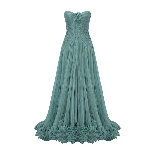 Marmar Halim Strapless Silk Chiffon With Embroidered Detail Bust Dress Dresses