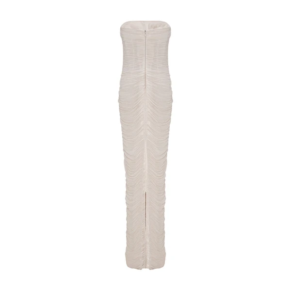 Marmar Halim Strapless Silk Roseya Pleated Dress Dresses