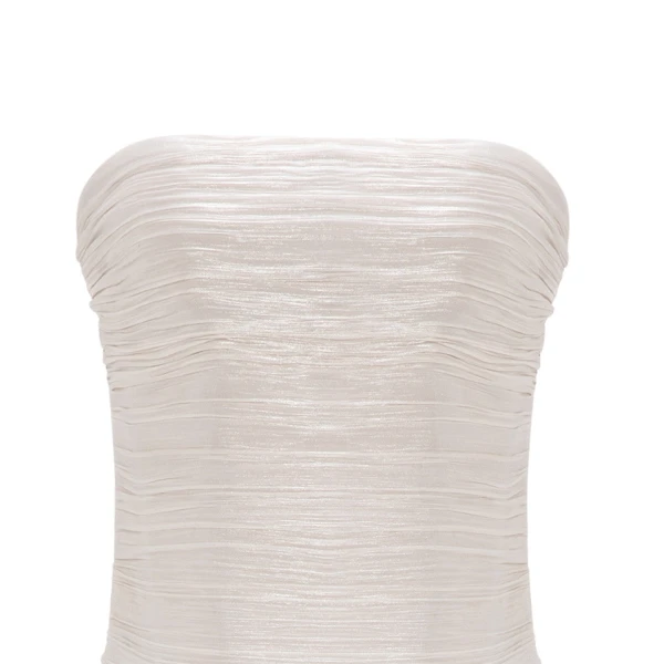 Marmar Halim Strapless Silk Roseya Pleated Dress Dresses