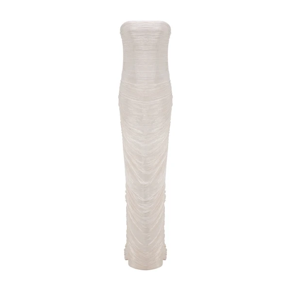 Marmar Halim Strapless Silk Roseya Pleated Dress Dresses