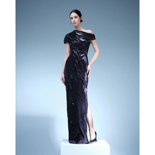 Marmar Halim Tiwsted Sequined With One Shoulder Gown Gowns