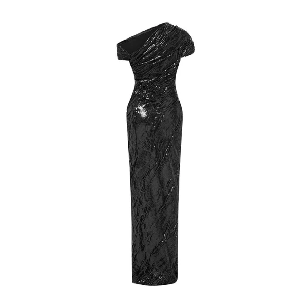 Marmar Halim Tiwsted Sequined With One Shoulder Gown Gowns