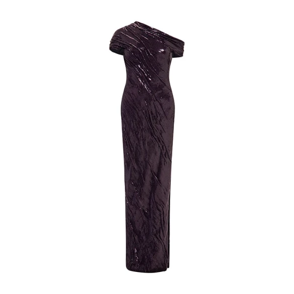 Marmar Halim Tiwsted Sequined With One Shoulder Gown Gowns