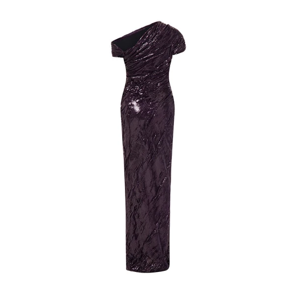 Marmar Halim Tiwsted Sequined With One Shoulder Gown Gowns