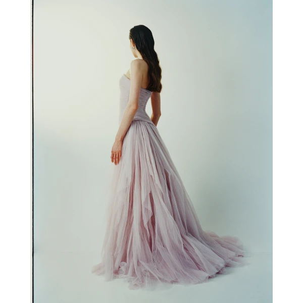 Marmar Halim Yamara - Strapless Pleated Tulle Gown With Draped Overskirt Gowns