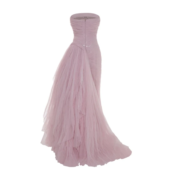 Marmar Halim Yamara - Strapless Pleated Tulle Gown With Draped Overskirt Gowns