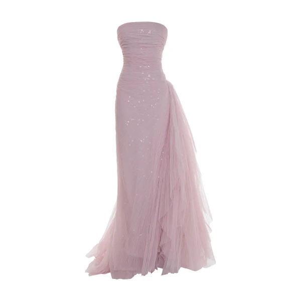 Marmar Halim Yamara - Strapless Pleated Tulle Gown With Draped Overskirt Gowns