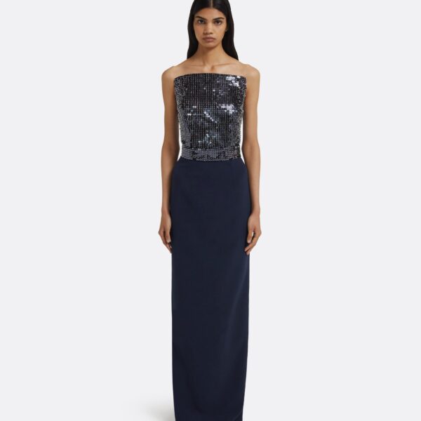Amory Long Dress in Navy & Silver on Maritime Blue - Image 2