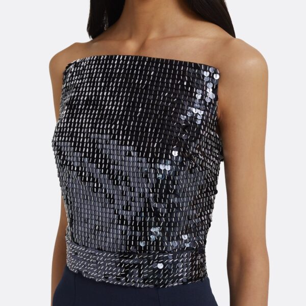 Amory Long Dress in Navy & Silver on Maritime Blue - Image 4