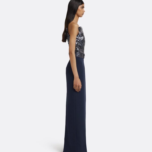 Amory Long Dress in Navy & Silver on Maritime Blue - Image 5