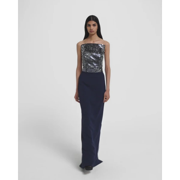 Amory Long Dress in Navy & Silver on Maritime Blue - Image 6