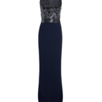 Amory Long Dress in Navy & Silver on Maritime Blue