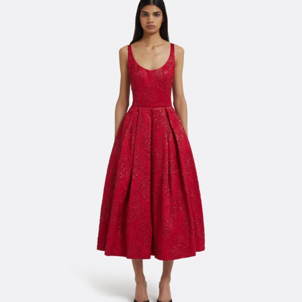 Asher Midi Dress in Crimson - Image 2